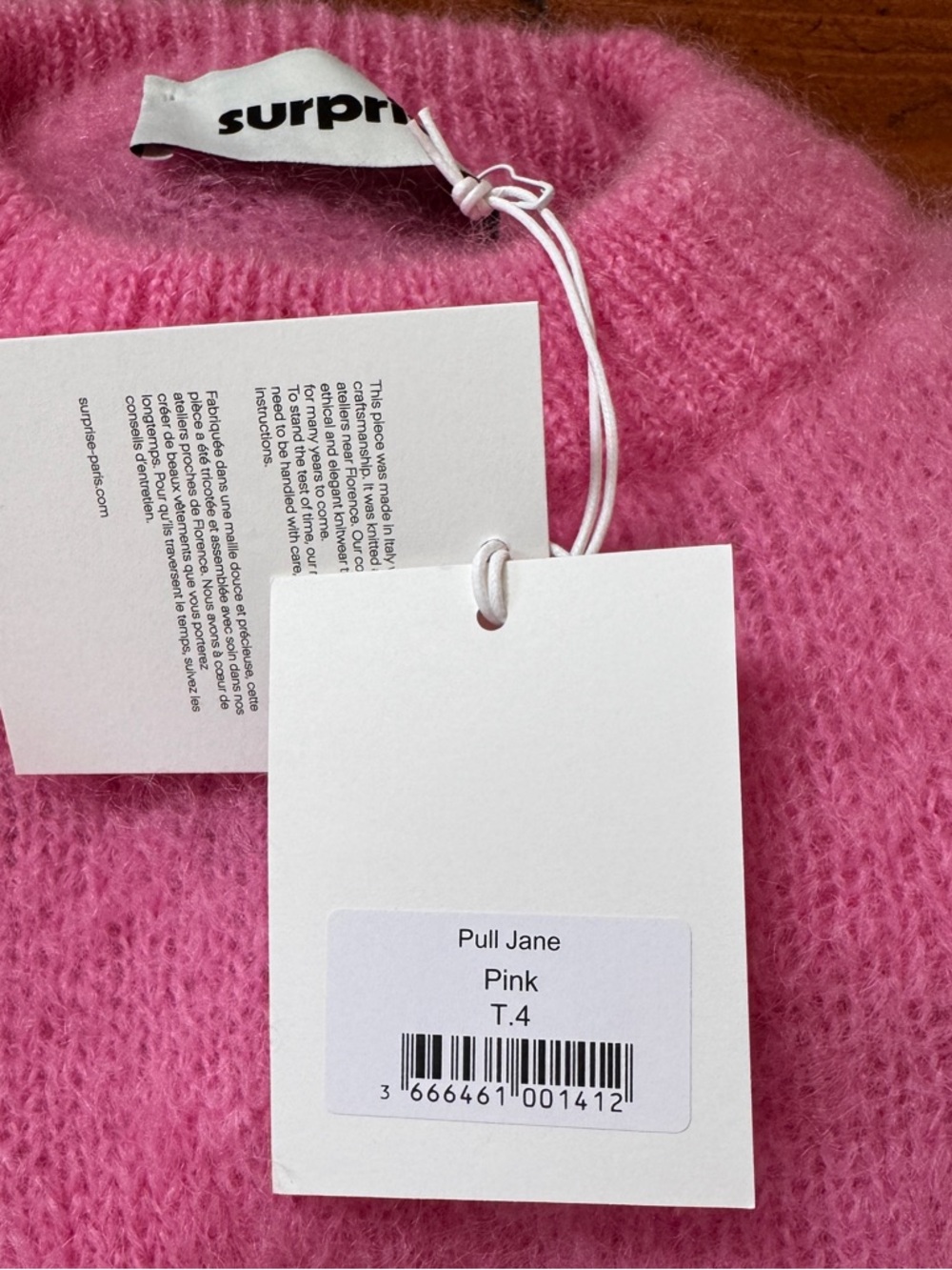 Surprise Paris Pink Mohair Sweater Sz 4 / L NWT - Picture 4 of 4